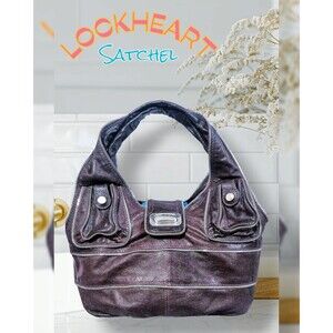 LOCKHEART Rare boho leather satchel zipper accent detail